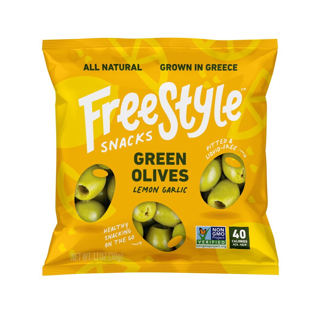 Lemon Garlic Green Olives 1.1oz - Freestyle Snacks