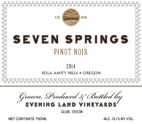 Evening Land Seven Springs Pinot Noir 2014